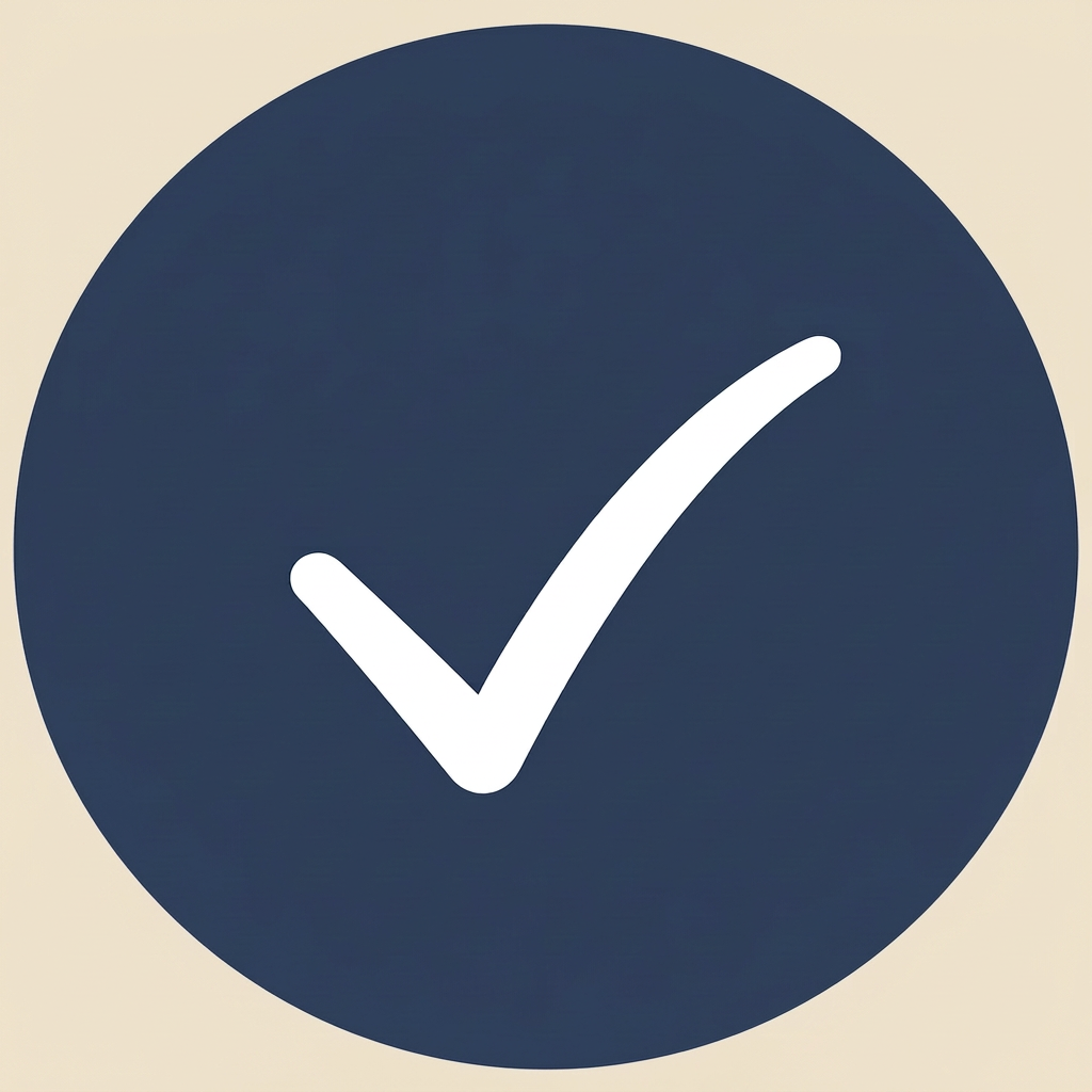 White shield outline inside a navy blue circle